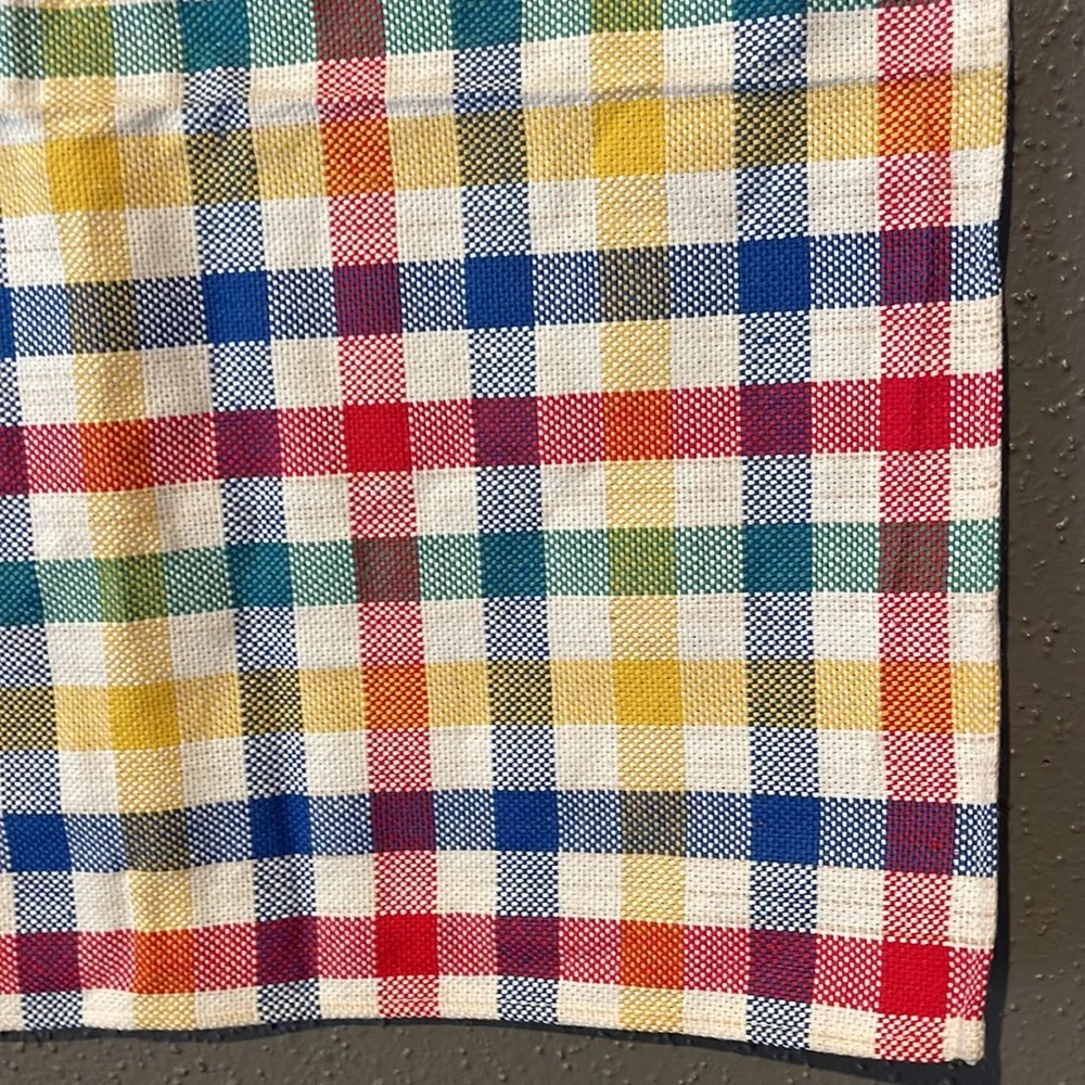 Crate & Barrel Vintage Retro Bright Primary Colors Checkered Napkins